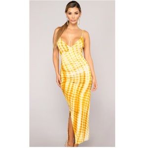 Sun And Moon Tie Dye Dress Mustard - Size Small